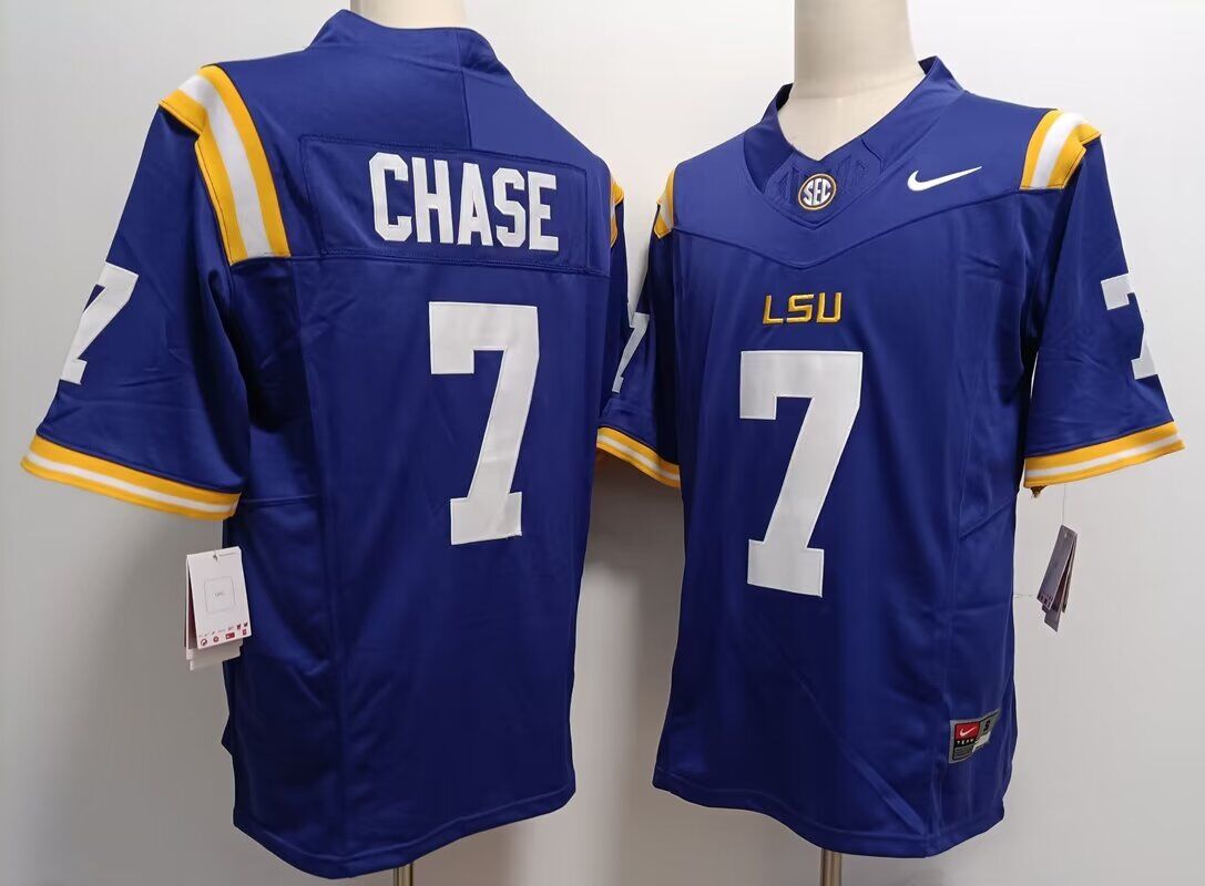 2024 NCAA Men LSU Tigers #7 Chase blue Nike jerseys